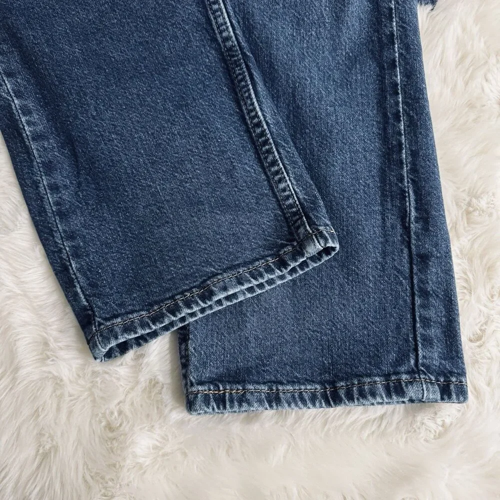 Levis 505 Straight Jeans Mens 32x34 Measures 31x32.5 Dark Wash Blue Denim Casual